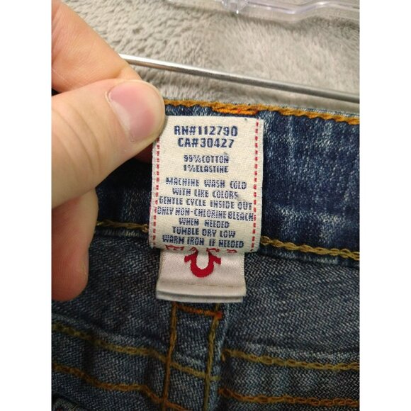 True Religion Jeans Women 27 Blue Denim Billy Straight Leg Low Rise Flap Pockets - Picture 9 of 11